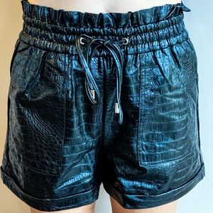 Black Vegan Faux Leather Shorts